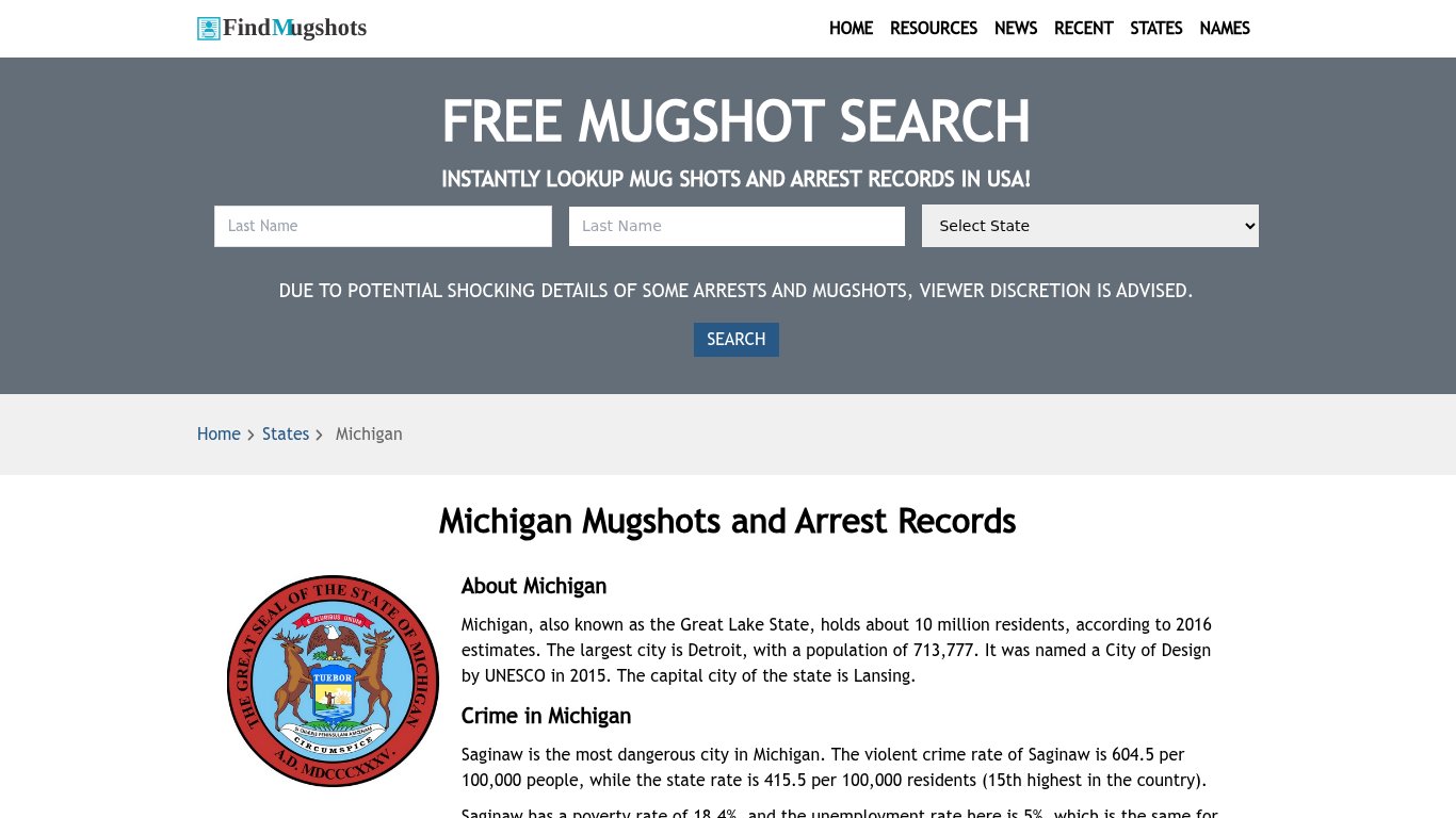 Find Michigan Mugshots - Find Mugshots